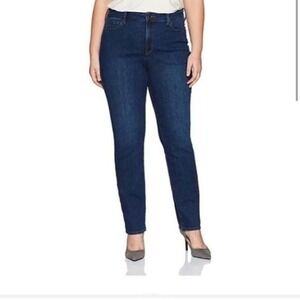 NYDJ Marilyn Straight Jeans Womens 16 Dark Blue Indigo High Rise Lift Tuck